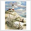 cross stitch pattern Lighthouse with deserted Canoe