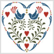 cross stitch pattern Rosemaling Heart 1