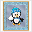 cross stitch pattern Snowball Toss Penguin
