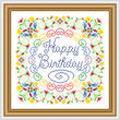 cross stitch pattern Happy Birthday - Flowery