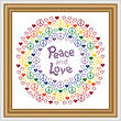 cross stitch pattern Peace and Love