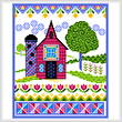 cross stitch pattern Spring Barn with Quilts