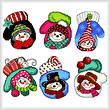 cross stitch pattern Six Snowman Mitten Ornaments