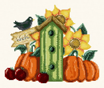 cross stitch pattern Autumn Birdhouse
