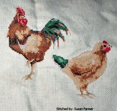 cross stitch pattern Rooster and Hen