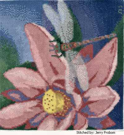 cross stitch pattern Dragonfly and Waterlily