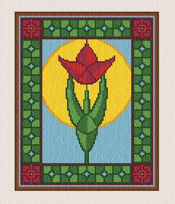 cross stitch pattern Tulip Window