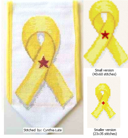 cross stitch pattern Yellow Ribbon