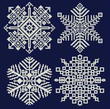 Christmas Holiday Snowflake Geometric Polygon Counted Cross Stitch Pattern 