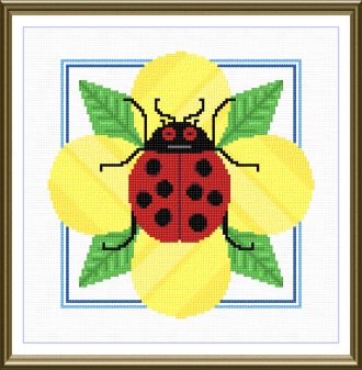 cross stitch pattern Ladybug on a flower