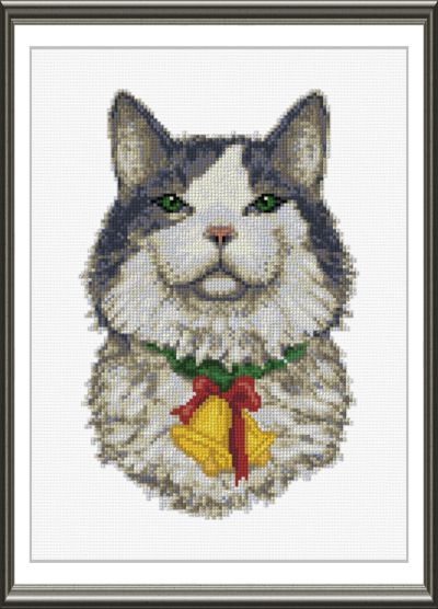 cross stitch pattern Christmas Cat