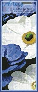 cross stitch pattern Blue and White Flowers Bookmark