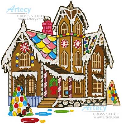 cross stitch pattern Gingerbread House