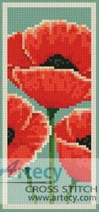 cross stitch pattern Poppies Bookmark