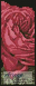 cross stitch pattern Pink Rose Bookmark 2