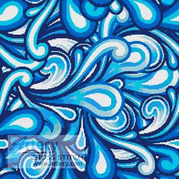cross stitch pattern Blue Swirl Cushion