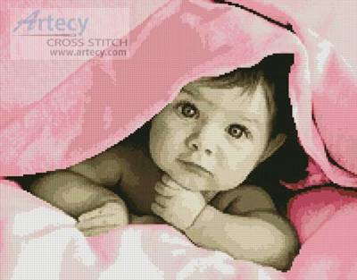 cross stitch pattern Baby Face (Pink)