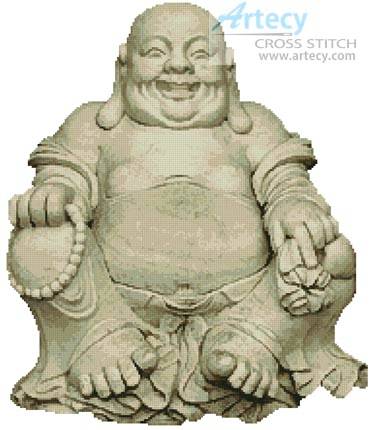 cross stitch pattern Happy Buddha Statue