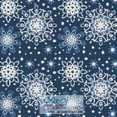 cross stitch pattern Blue Snowflakes Cushion
