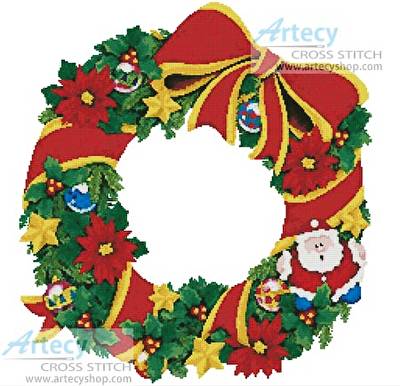 cross stitch pattern Christmas Wreath 2