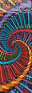 cross stitch pattern Fractal Spiral Bookmark