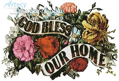 cross stitch pattern God Bless our Home 2