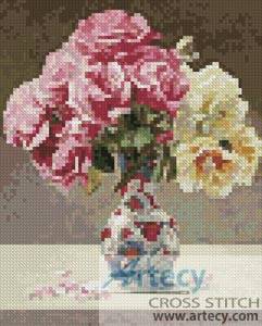 cross stitch pattern Mini Roses in a Vase