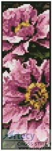cross stitch pattern Pink Petals Bookmark