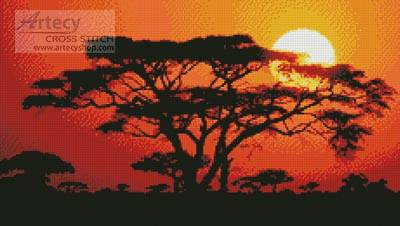 cross stitch pattern Sunrise in Kenya