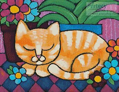 cross stitch pattern Orange Tabby Cat