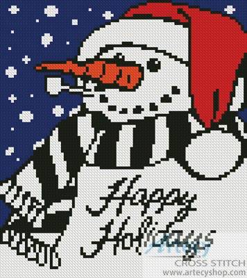 cross stitch pattern Snowman Greeting