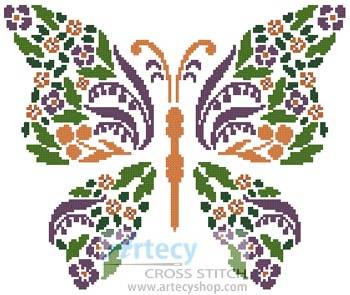 cross stitch pattern Floral Butterfly