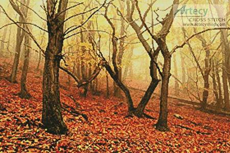 cross stitch pattern Morning Fog in the Palatinate Forest