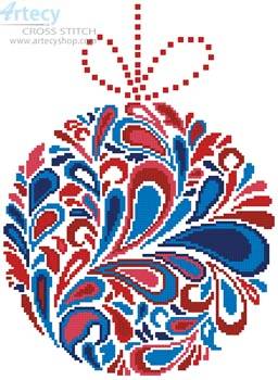 cross stitch pattern Colourful Christmas Bauble 1