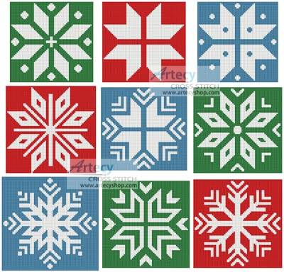 cross stitch pattern Christmas Snowflake Set 3