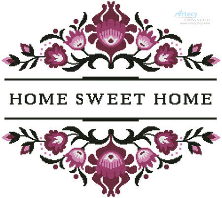 cross stitch pattern Home Sweet Home Polish Folk Art Design 3