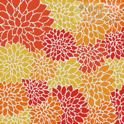 cross stitch pattern Orange Flowers Cushion