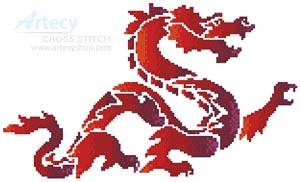 cross stitch pattern Red Dragon