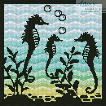 cross stitch pattern Aquarium Silhouette 2