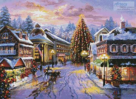 cross stitch pattern Christmas Eve in the Village