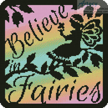 cross stitch pattern Fairy Silhouette Square 4