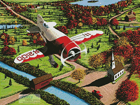 cross stitch pattern Gee Bee over New England