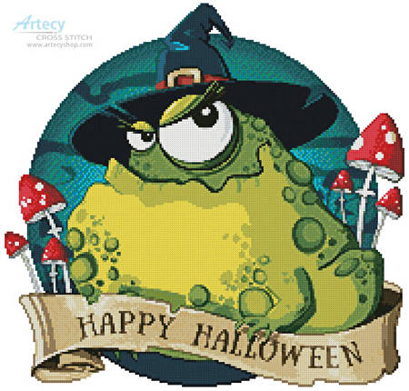 cross stitch pattern Halloween Toad