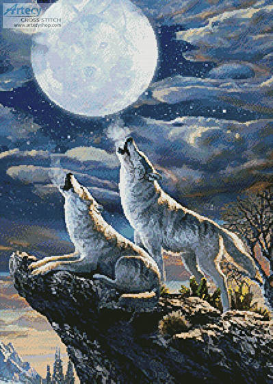 cross stitch pattern Midnight Wolves