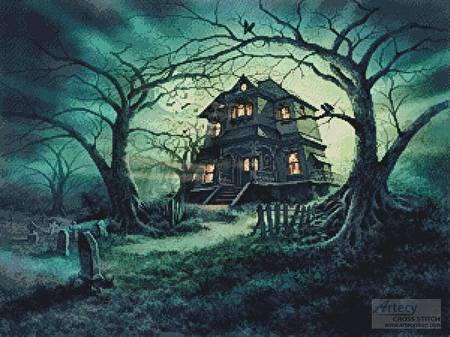 cross stitch pattern The Haunted House