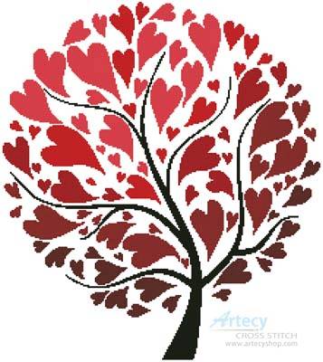 cross stitch pattern Tree of Hearts