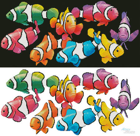 cross stitch pattern Colourful Clownfish