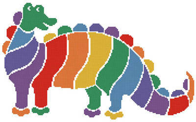 cross stitch pattern Colourful Dinosaur