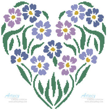 cross stitch pattern Flower Heart 1