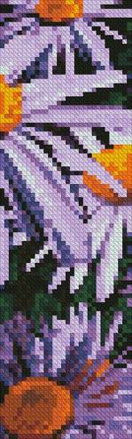 cross stitch pattern Purple Daisies Bookmark